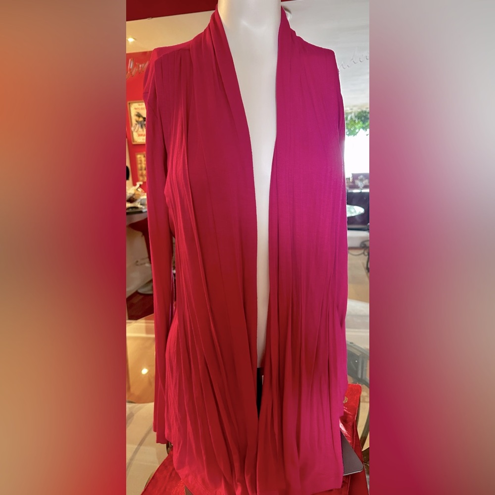 LAURA ASHLEY OPEN FRONT CARDIGAN IN FUSHIA SIZE SMALL